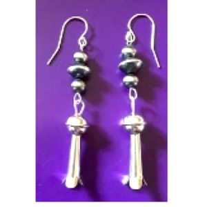 SQUASH BLOSSOM AND NAVAJO PEARL EARRINGS